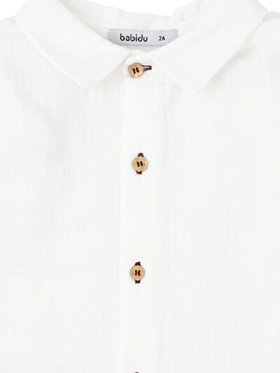 Chemise bébé garçon en gaze de coton – Blanc