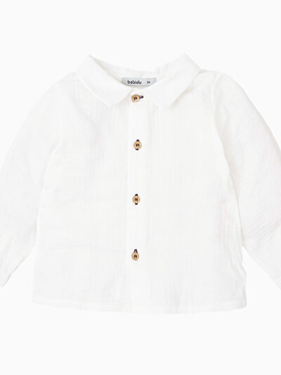 Chemise bébé garçon en gaze de coton – Blanc