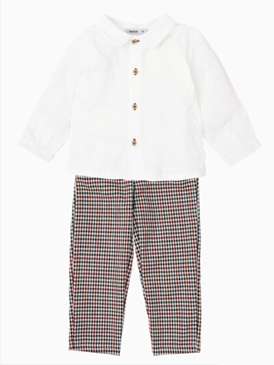 Pantalon bébé garçon tartan – Bordeaux