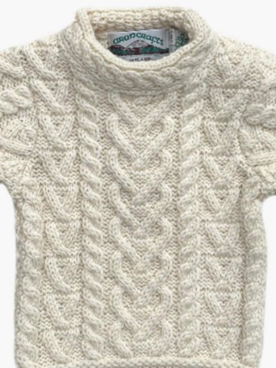 Pull bébé fille torsadé motif coeur – Pure laine mérinos – Ecru
