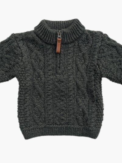 Pull bébé garçon à zip – Pure laine mérinos – Vert