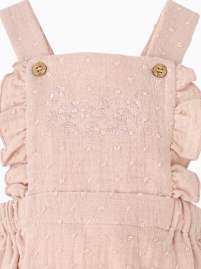 Barboteuse bébé fille plumetis – Rose pâle