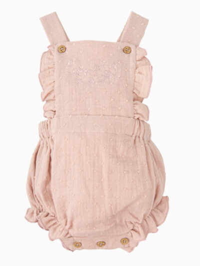 Barboteuse bébé fille plumetis – Rose pâle