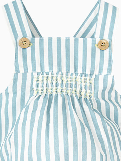 Barboteuse bébé garçon rayée – Bleu Méditerannée/blanc