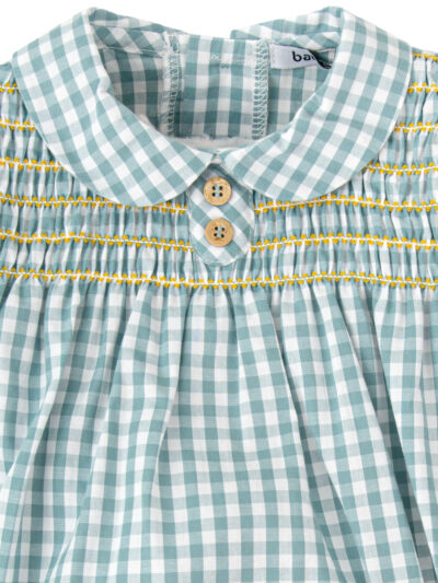 Barboteuse bébé vichy manches ballons – Vert