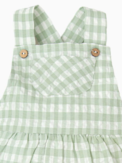 Barboteuse bébé vichy à bretelles – Vert