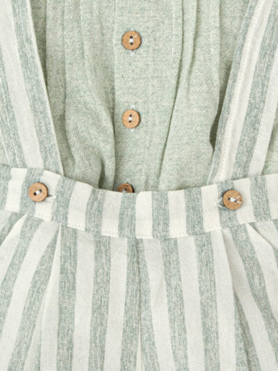 Conjunto de camisa y pantalón corto con tirantes para bebé – Gris pálido