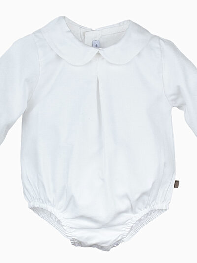 Body bebé blusa de manga larga con cuello redondo – Blanco