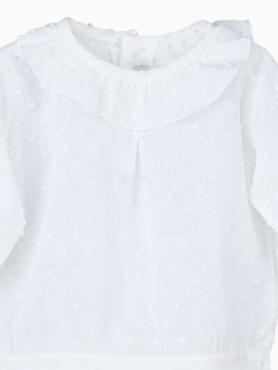 Body de bebé niña blusa plumeti con cuello bebé – Crudo
