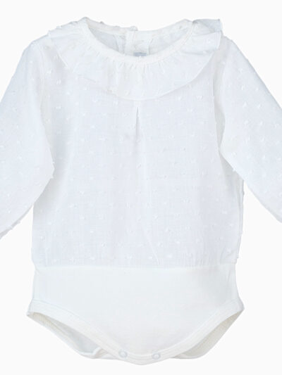 Body de bebé niña blusa plumeti con cuello bebé – Crudo