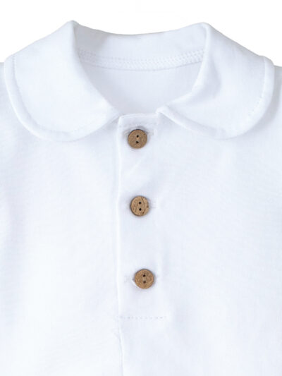 Body para bebé niño tipo polo de manga corta – Blanco