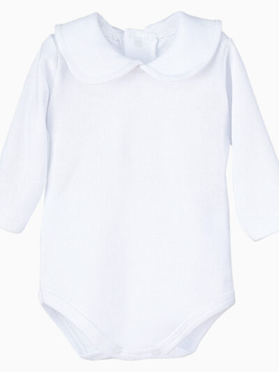 Body de bebé niña con cuello Claudine – Blanco