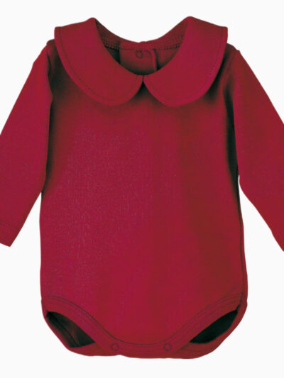Body para bebé niña con cuello Claudine – Rojo