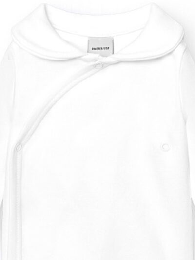 White Wrap-Over Newborn Bodysuit with Collar