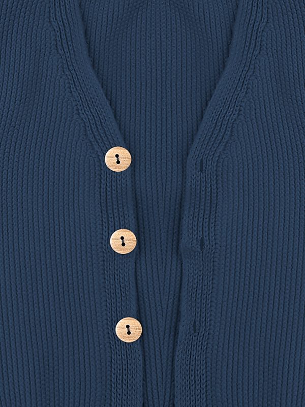 Detail of the Navy Blue Cotton Baby Cardigan