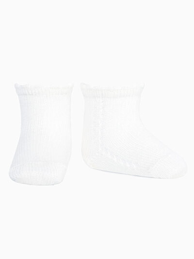 Chaussettes bébé courtes ajourées – Blanc