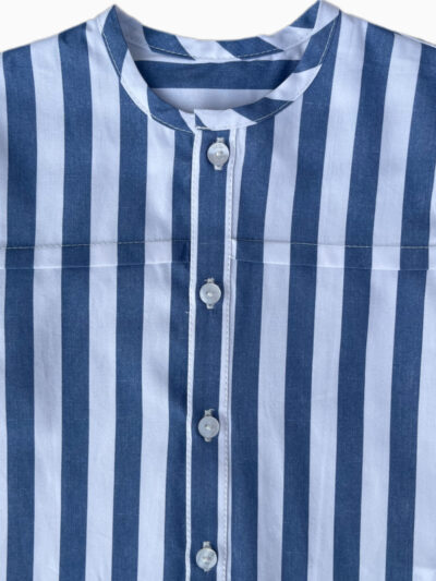 Camisa de niño de manga corta a rayas – Azul/blanco