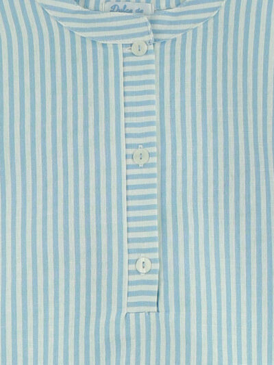 Chemise garçon à col mao rayée – Bleu ciel/blanc