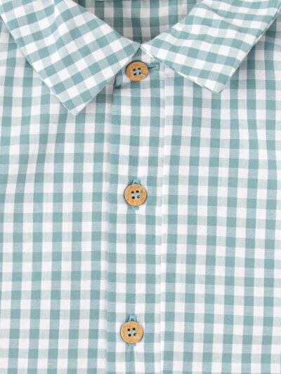 Conjunto para niño de camisa de cuadros vichy y pantalón corto – Verde/blanco