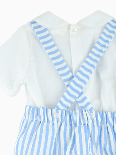 Conjunto de ranita a rayas y blusa – Azul/blanco