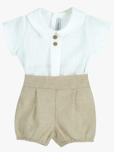 Conjunto de camisa y braga para bebé niño – Beige