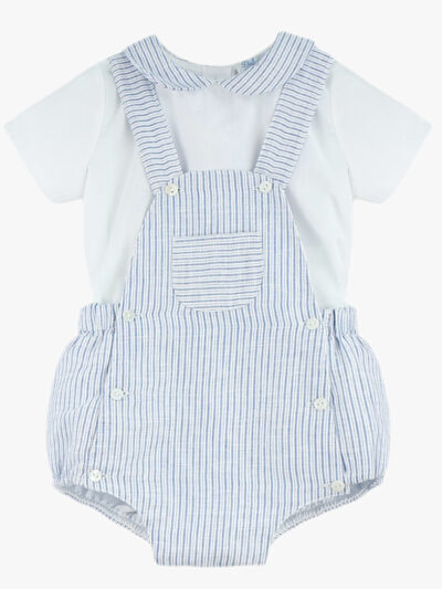 Conjunto de camisa y peto de rayas estilo marinero para bebé niño
