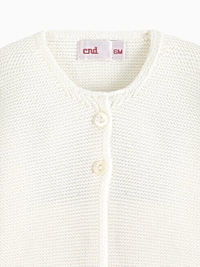 Gilet bébé fille en point mousse – Crème