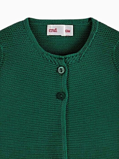 Gilet bébé fille en point mousse – Vert foncé