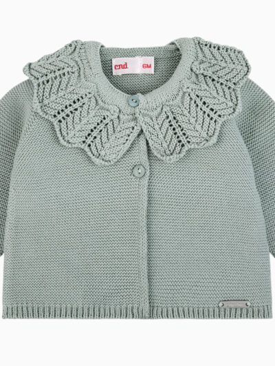 Gilet bébé fille en point mousse – Vert pâle