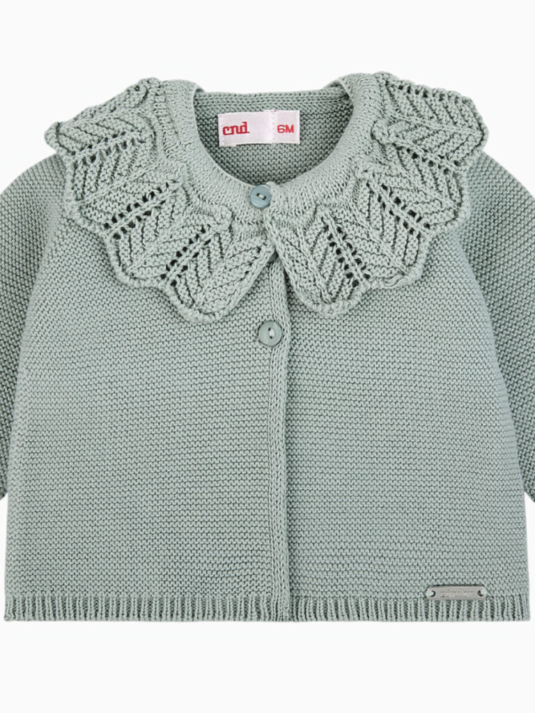 Detail of the Light Green Garter Stitch Baby Cardigan