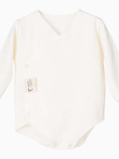 Lot de 2 bodies de naissance croisés – Coton bio extra-doux – Crème/sable