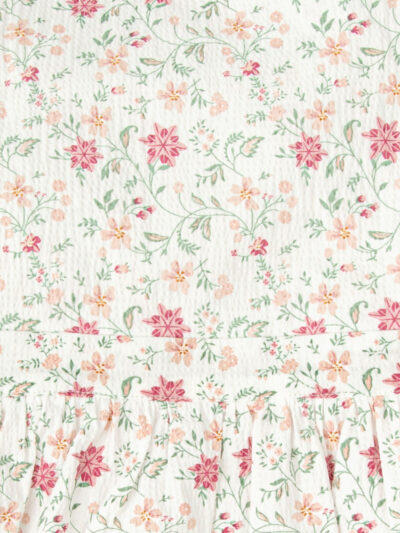 Robe enfant fille à fleurs – Rose/vert