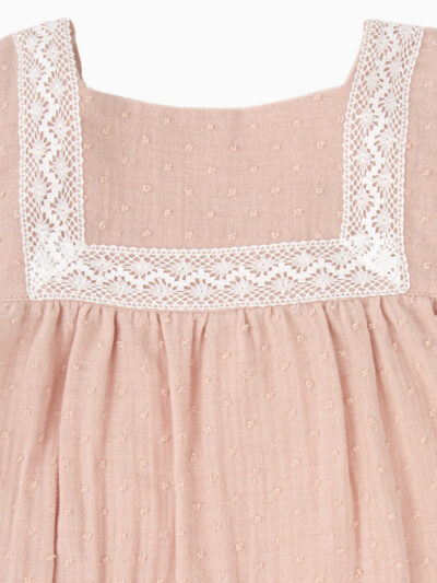 Robe enfant fille plumetis – Rose pâle