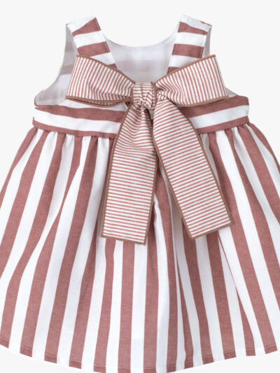 Robe enfant fille rayée – Argile/blanc