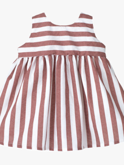 Robe enfant fille rayée – Argile/blanc