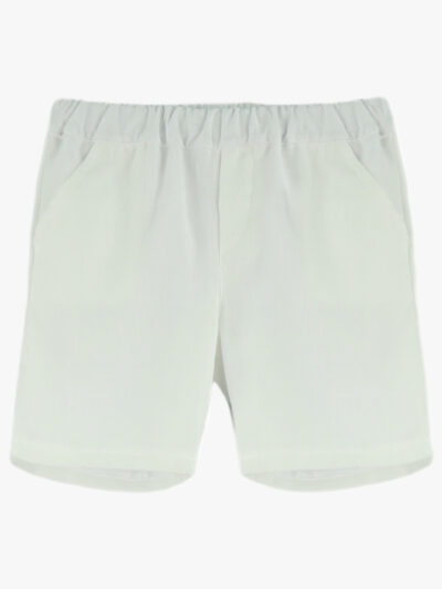 Short garçon en coton et lin – Blanc