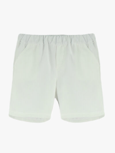 Short garçon en coton et lin – Blanc
