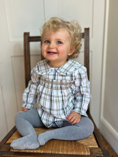 Barboteuse bébé à carreaux en coton chaud