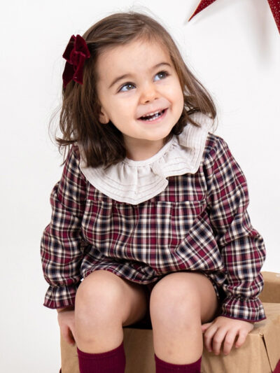 Blouse bébé fille à carreaux – Bordeaux