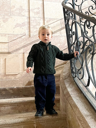 Pull bébé garçon à zip – Pure laine mérinos – Vert