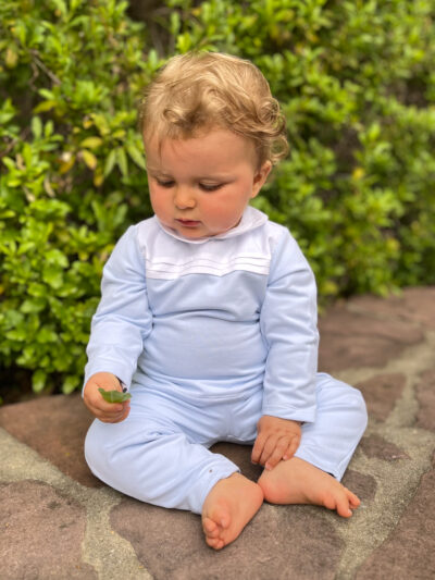 Pyjama bébé garçon deux pièces à col chemise – Bleu ciel