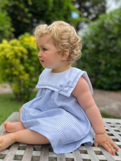 Robe bébé fille rayée à grand col esprit marin