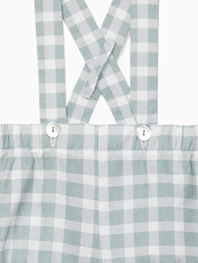 Bloomer bébé garçon à bretelles et carreaux – Vert