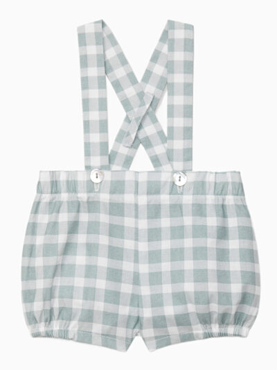Bloomer bébé garçon à bretelles et carreaux – Vert