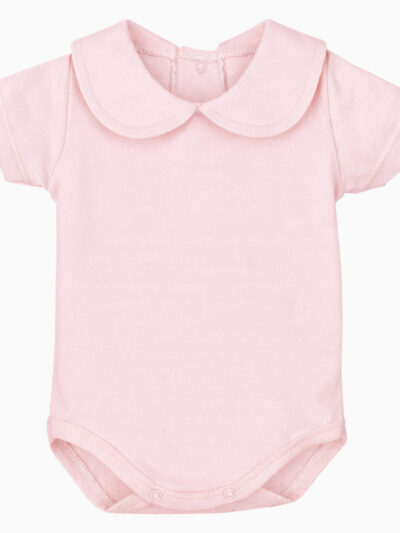 Body de bebé de manga corta con cuello redondo – Nude