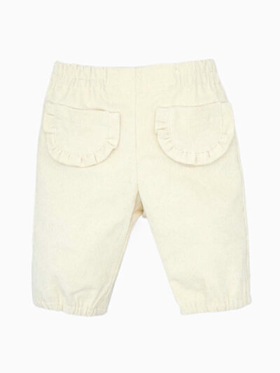 Pantalon bébé fille en velours côtelé – Crème