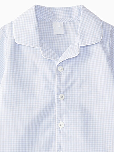 Pyjama garçon vichy – Bleu ciel/gris pâle