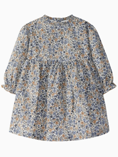 Floral organic cotton dress – Blue/beige