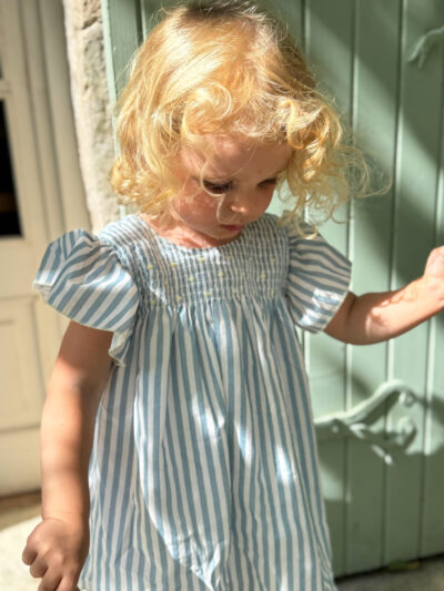 Robe légère rayée – Bleu méditerannée/blanc