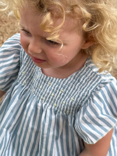 Robe légère rayée – Bleu méditerannée/blanc